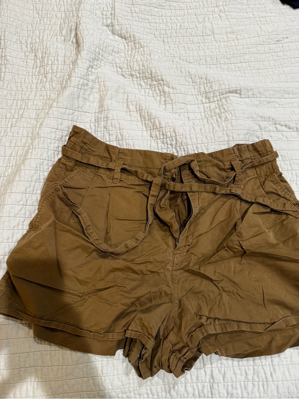 Madewell Brown Paperbag-Waist Shorts with Self-Tie Belt